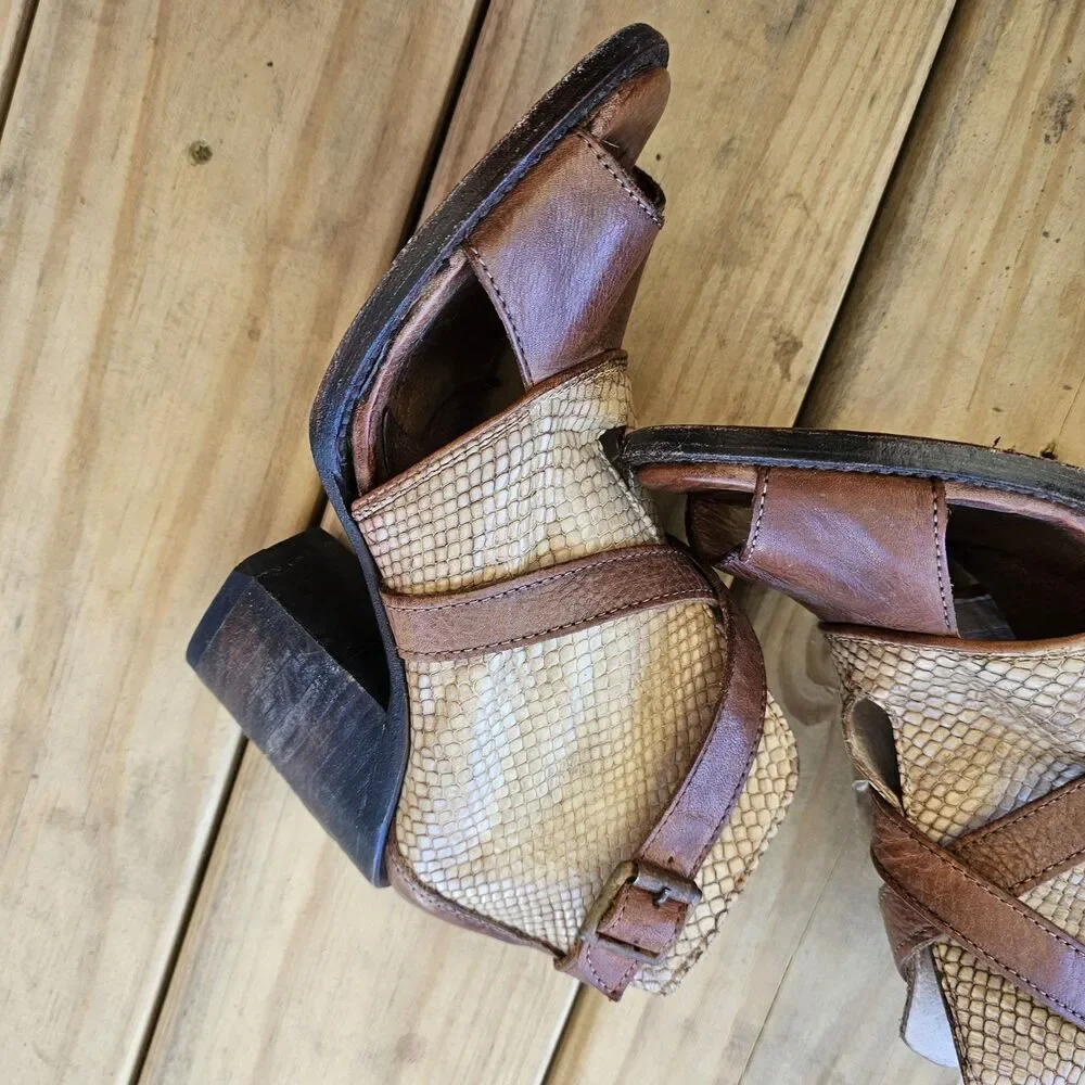 Freebird By Steven Rattle Booties/Sandals OPEN TOE Brown Size 8